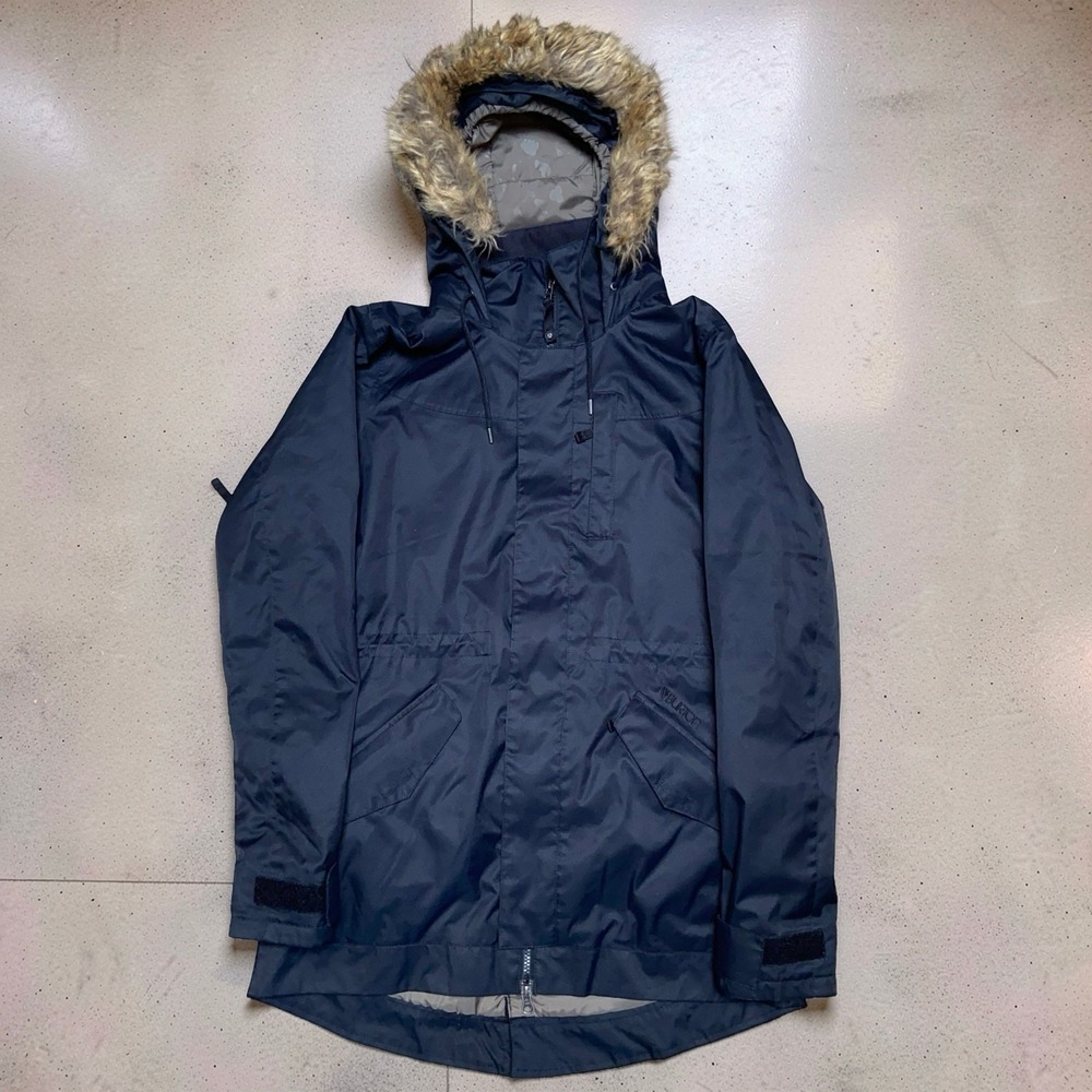 Burton The White Collection Womens M Navy DryRide Faux Fur Hood Jacket